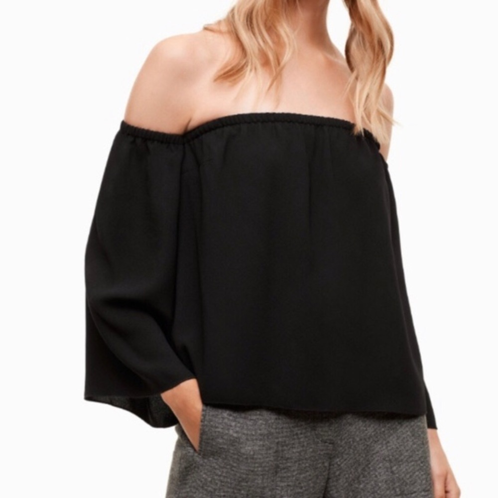 Wilfred Aritzia Orly Off-Shoulder Burgundy Wine Blouse | M - Picture 5 of 5